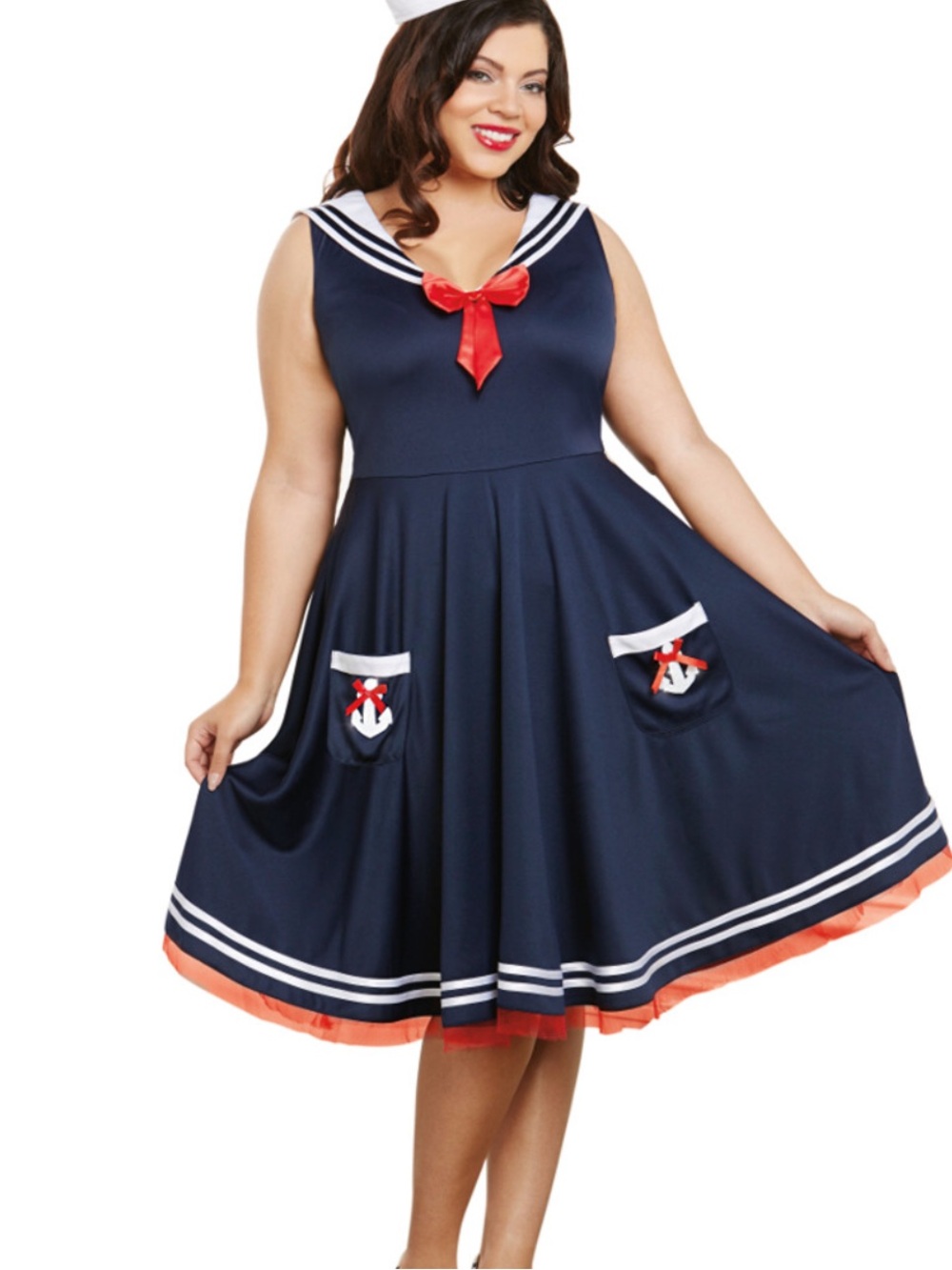 DREAMGIRL All Aboard Retro Pinup Navy Blue Sailor Dress Size L